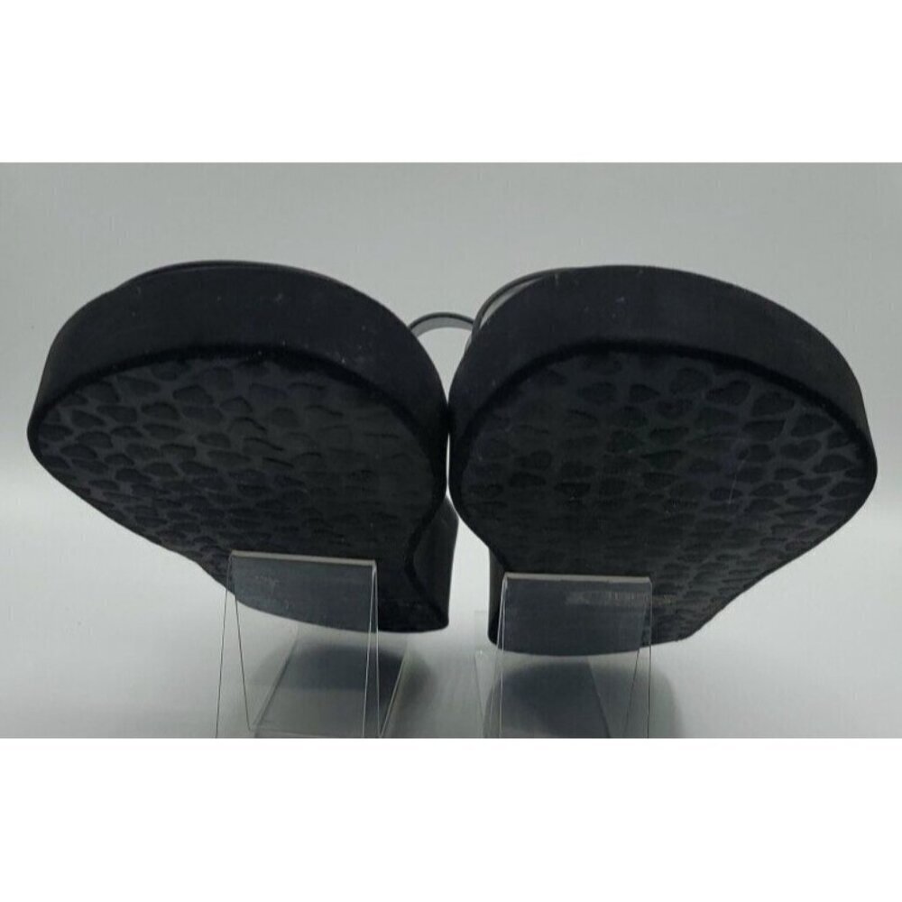 Brighton Sandals Size 10 Leather Black Medallion Wedge Cushioned Slip On - Picture 8 of 14